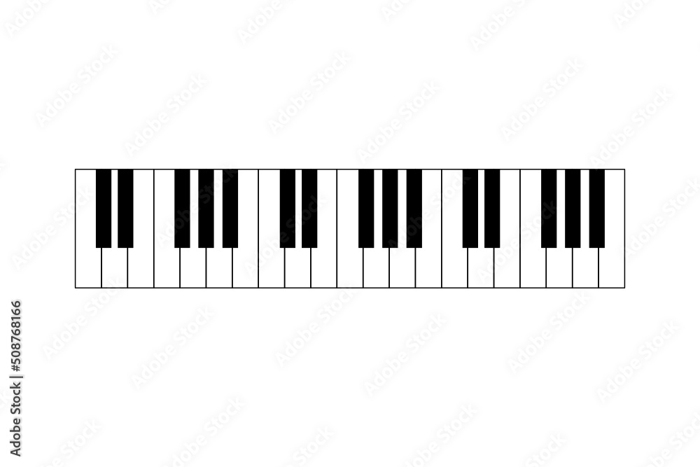 Piano keyboard icon on white background.