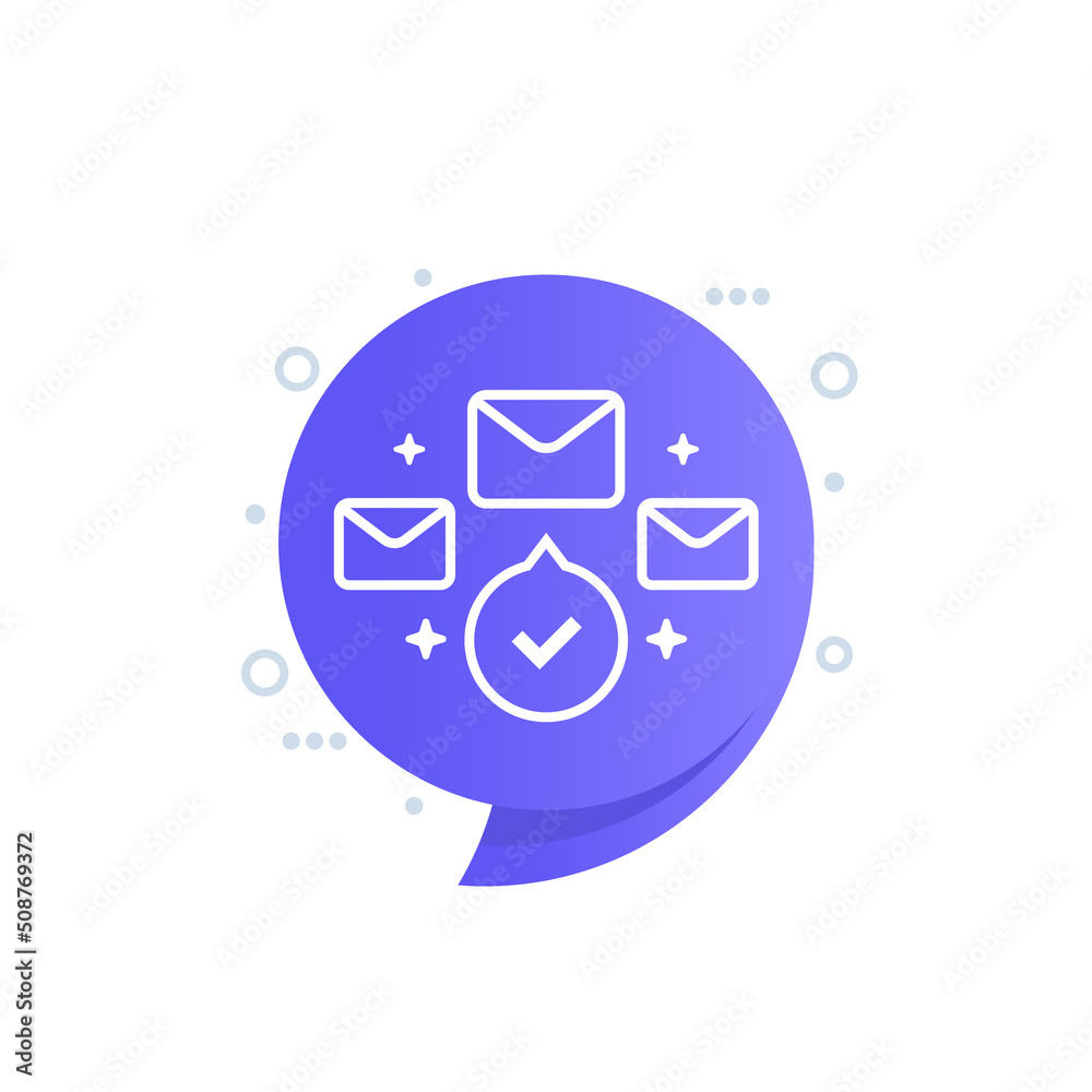 email marketing icon with a check mark, vector