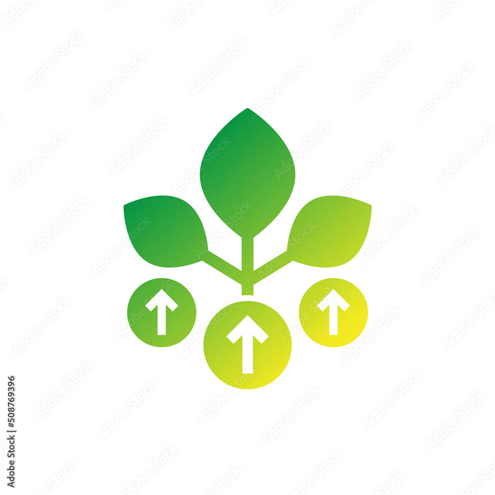 increase plant growth icon with arrows, vector increase plant growth icon with arrows, vector