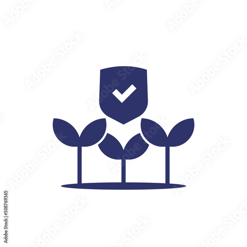 crop protection icon with plants and shield