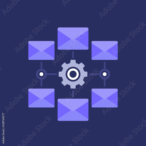email automation service icon, flat vector