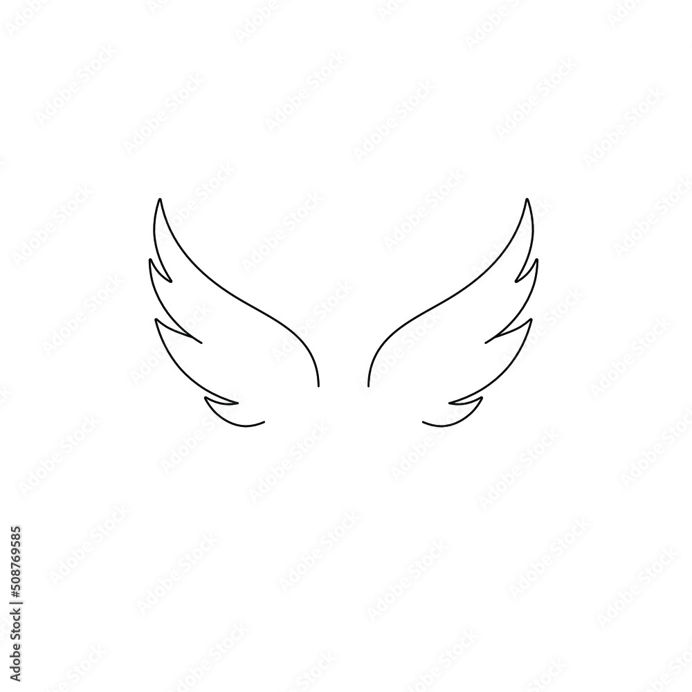 Vector isolated pair of wings fine line simple symbol