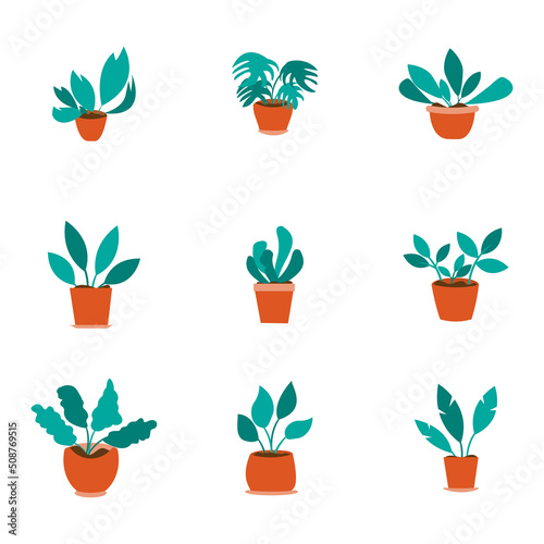 cute leaf and houseplant element for decoration 
