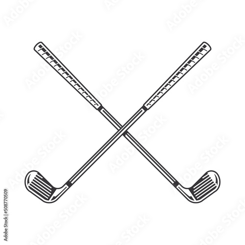 Black golf club silhouette. golf club Line art logos or icons. vector illustration.