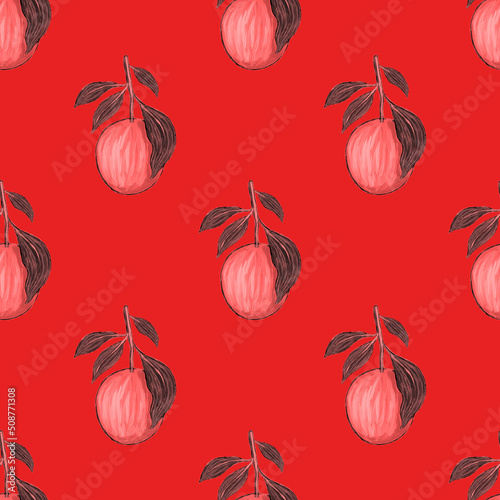 Creative seamless pattern with oranges. Oil paint effect. Bright summer print...