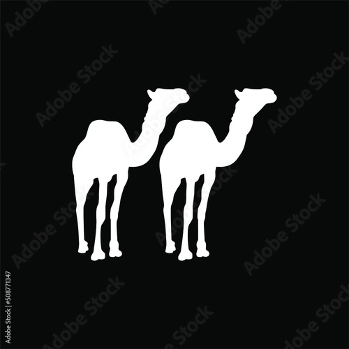 A Pair of Camel Silhouette for Logo or Graphic Design Element. Vector Illustration