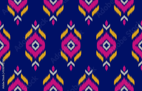 Beautiful ethnic tribal pattern art. Ethnic ikat seamless pattern. American and Mexican style. Design for background  wallpaper  illustration  fabric  clothing  carpet  textile  batik  embroidery.