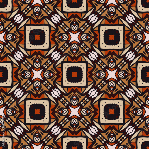 Seamless pattern for traditional arabic and indian pottery tiling, fabric, wall interior, cloth. Decor tile, texture print, mosaic oriental ornament.