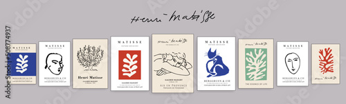 Matisse Abstract Art Set, Aesthetic Modern Art, Boho Decor, Minimalist Art, Illustration, Vector, Poster, Postcard. Collection for decoration. Vector all isolated. Set of abstract trendy creative art.