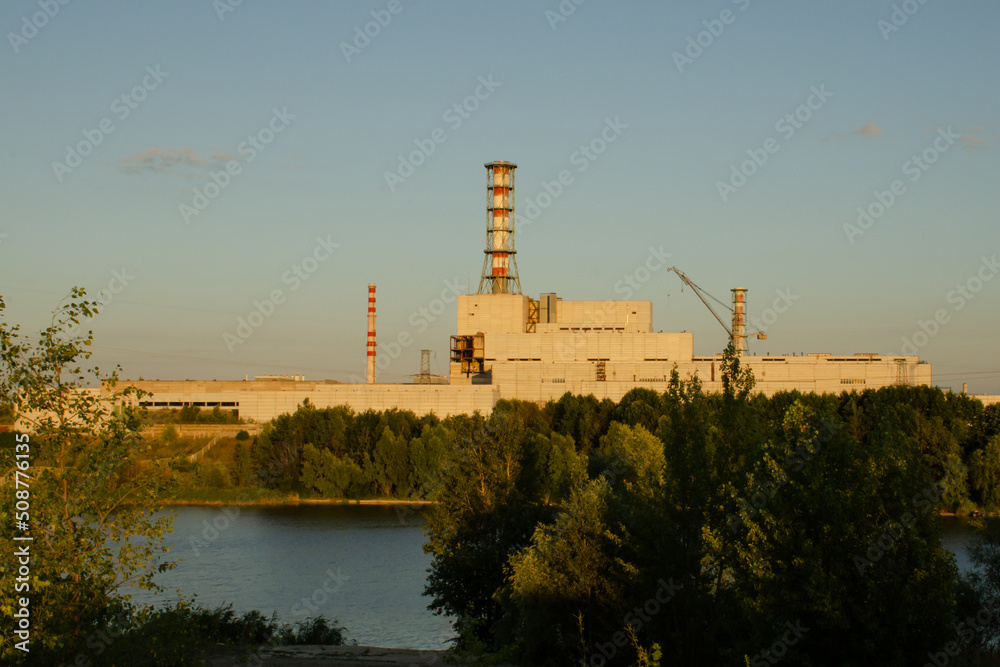 Npp in Kurchatov at sunset. Nuclear power plant in the Kursk region Npp in Kurchatov at sunset. Nuclear power plant in the Kursk region