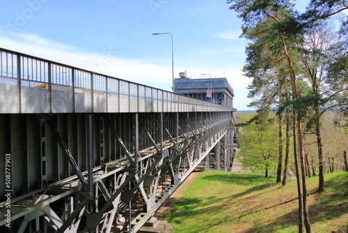 view of the old Niederfinow ship lift, Oder Havel Canal, Brandenburg, Germany