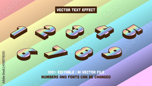 Pride Vintage Numbers in isometric design. 100% editable vector illustration text effect