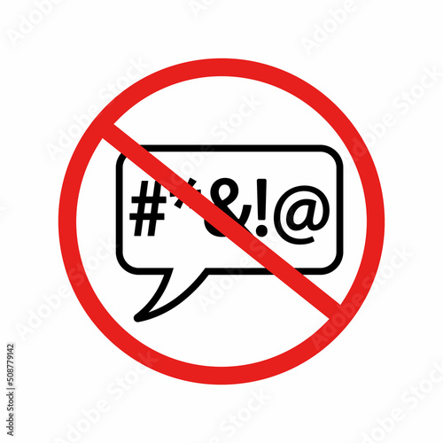 Stop swearing icon design. Censored swearing words.