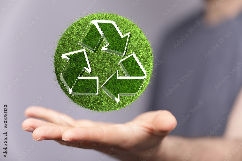 3d rendering of green recycle icon 3d rendering of green recycle icon