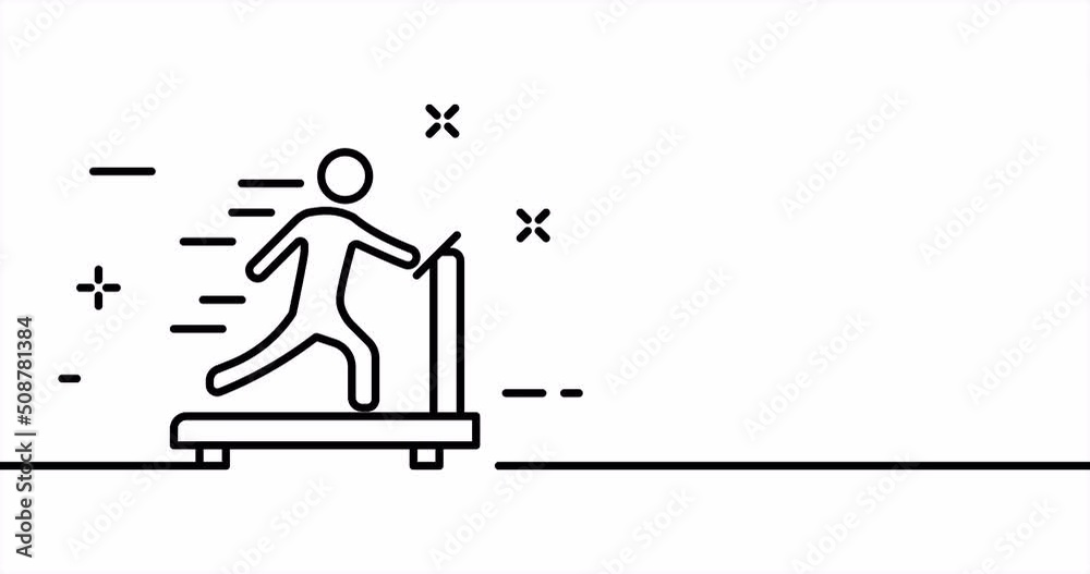 Continuous line art drawing sports. Single line drawing, solid line. One line animation of running, treadmill and health care. Video 4K Continuous line art drawing sports. Single line drawing, solid line. One line animation of running, treadmill and health care. Video 4K