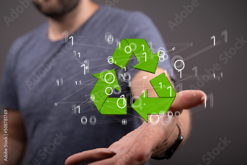 3d rendering of green recyc...