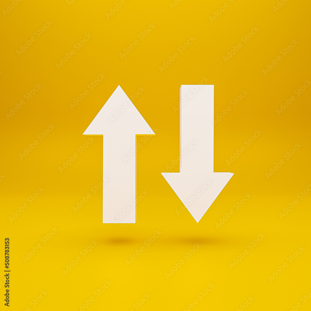Arrow with yellow background analysis up and down 3d rendering creative concept