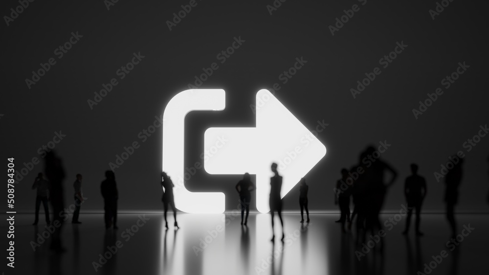 3d rendering people in front of symbol of sign out alt on background 3d rendering people in front of symbol of sign out alt on background