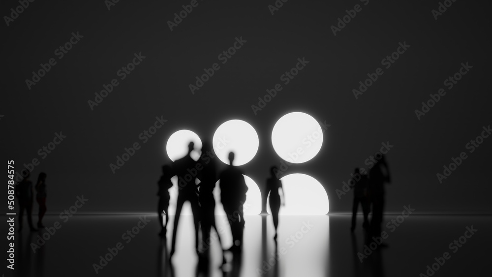 3d rendering people in front of symbol of social myspace on background 3d rendering people in front of symbol of social myspace on background