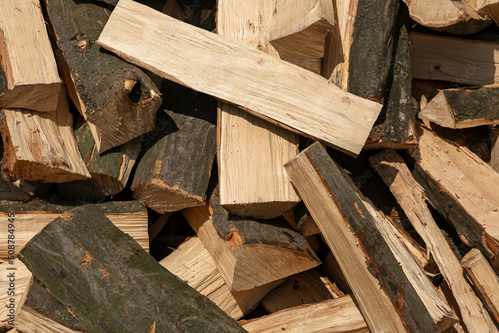 Firewood chopped with an ax for the furnace. Chopped glades Firewood chopped with an ax for the furnace. Chopped glades