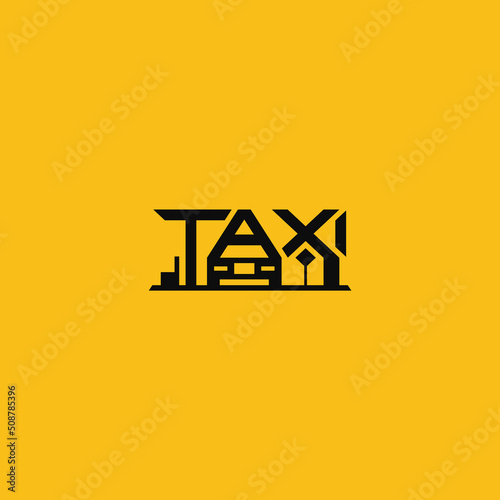 Taxi text, typography logo design.