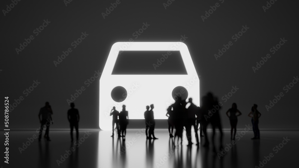 3d rendering people in front of symbol of transport on background
