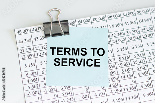 Terms of Service - an inscription on a card