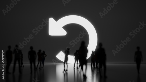 3d rendering people in front of symbol of undo alt on background