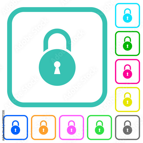 Locked round padlock with keyhole vivid colored flat icons