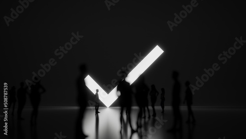 3d rendering people in front of symbol of verification mark on background