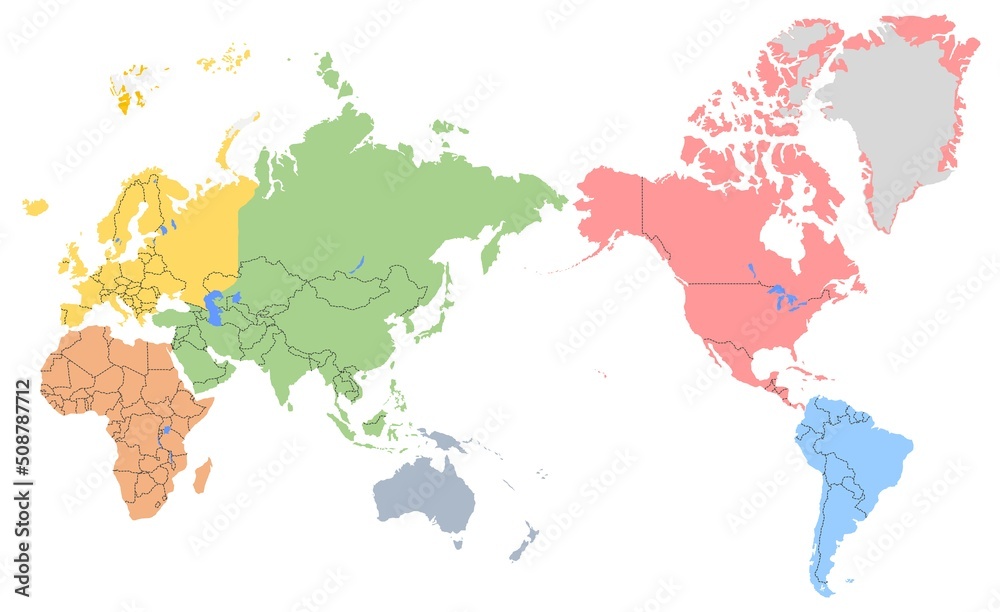 Fototapeta Pacific central color world map