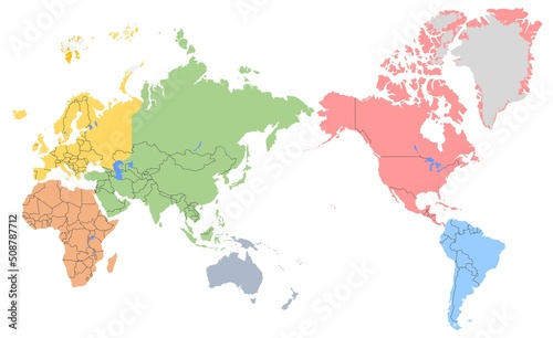 Pacific central color world map