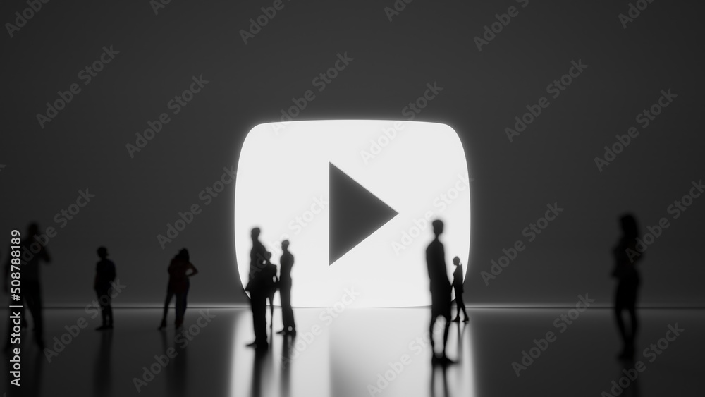 3d rendering people in front of symbol of YouTube logo on background