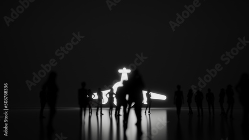 3d rendering people in front of symbol of airplane front view on background photo