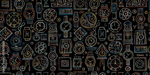 Set of clocks and watches in different style. Retro and modern collection for your design