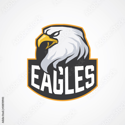 Eagle head athletic club vector logo concept isolated on white background. Modern sport team mascot badge design.