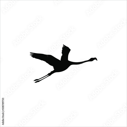 Flying Flamingo Silhouette. Vector Illustration