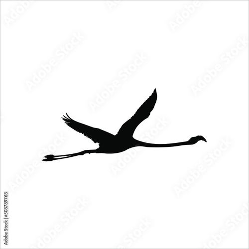 Flying Flamingo Silhouette. Vector Illustration