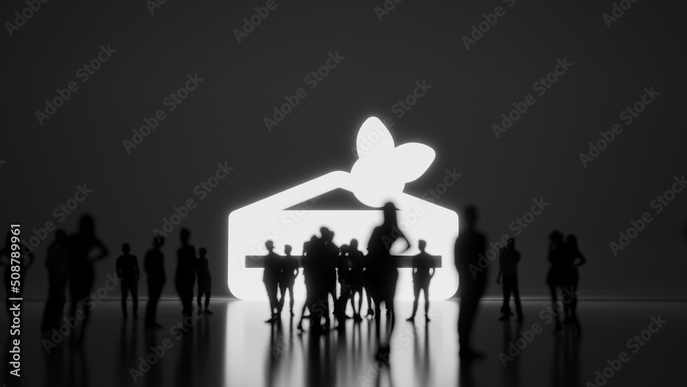 3d rendering people in front of symbol of cake on background