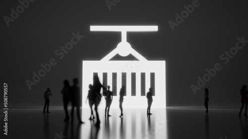 3d rendering people in front of symbol of container on background
