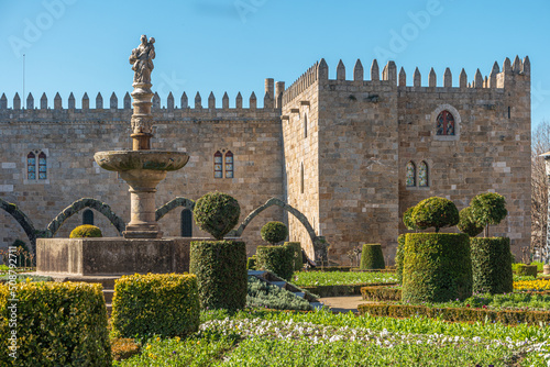 Garden of Santa Barbara and Archbishop Palace of Braga in the centre of Braga city, Portugal