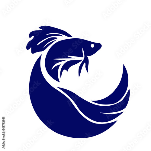 betta fish logo concept design vector template illustration, animal aquatic simple logo of siam fighting fish