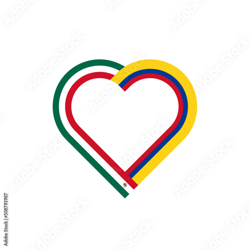 unity concept. heart ribbon icon of mexico and colombia flags. vector illustration isolated on white background