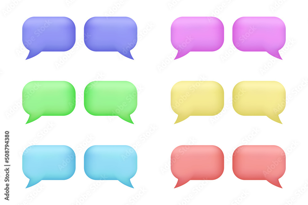 multicolored speech icons set, modern cartoon style multicolored speech icons set, modern cartoon style