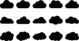 Fluffy clouds silhouettes. Vector set of clouds shapes. Collection of various forms and contours. Design elements for the weather forecast, web interface or cloud storage applications.Weather concept