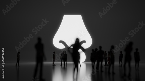 3d rendering people in front of symbol of nose on background