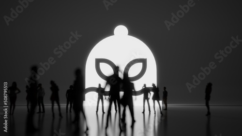 3d rendering people in front of symbol of plant in glass on background
