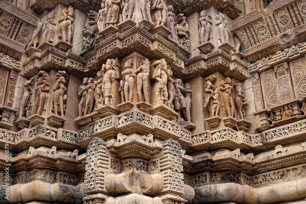 Erotic educational sculptures of Western group of temples at Khajuraho, Madhya Pradesh