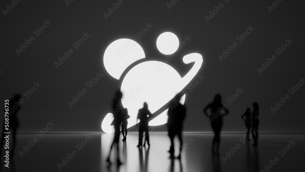 3d rendering people in front of symbol of solar system on background 3d rendering people in front of symbol of solar system on background