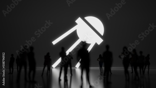 3d rendering people in front of symbol of sputnik on background